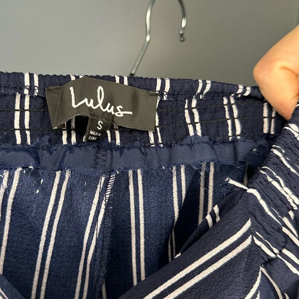 Lulu's Navy & White Striped Strapless Jumpsuit with Back Tie - Picture 5 of 5